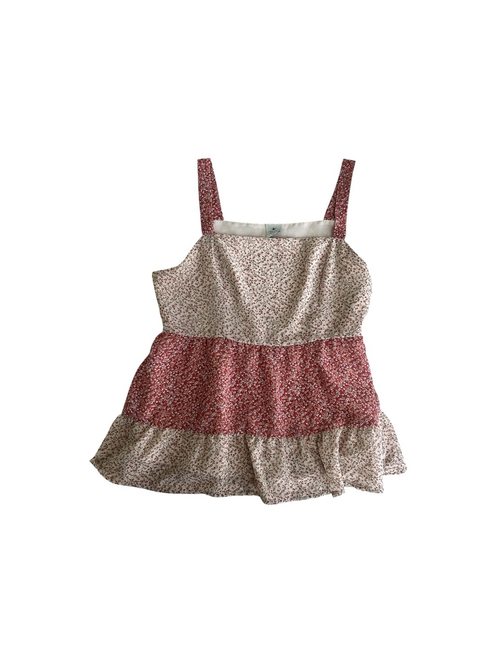 Paper Crane Floral Tiered Tank Top - Pink & Cream